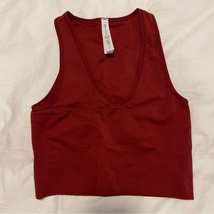 Deep Red Athleta Aurora Seamless Crop Rib Tank